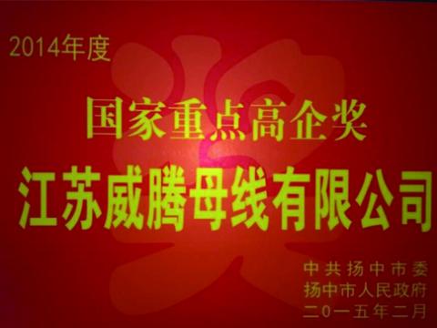 南宫28NG相信品牌力量母线公司获“国家重点高企”奖